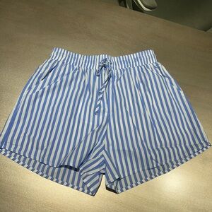 Blue and White Striped Shorts